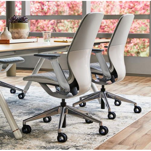  Steelcase SILQ Office Desk Chair Merle Dark Frame Cogent Connect Blueprint Fabric 5S93 with Hubless Casters Wheels