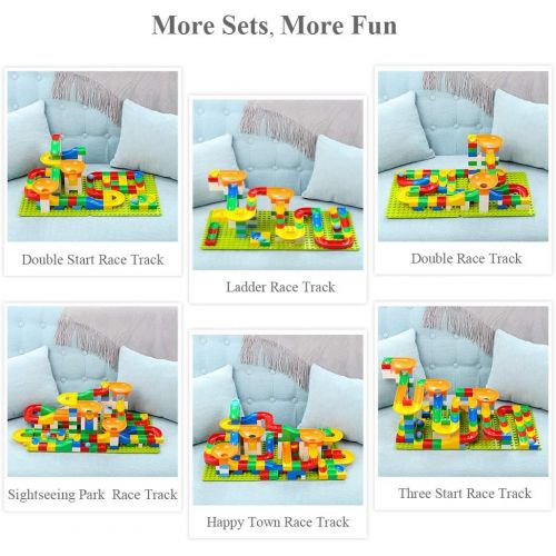  [아마존베스트]TEMI 248 PCS Marble Run Deluxe Sets for Kids, Marble Race Track for 3+ Year Old Boys and Girls, Marble Roller Coaster Building Block Construction Toys, Puzzle Maze Building Set wit
