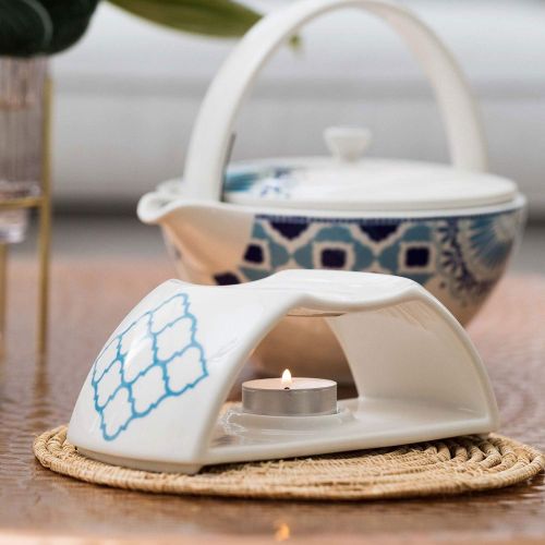  [아마존베스트]Villeroy & Boch 1042497899 Tea Passion Medina Teapot Warmer, 7x7x2.75 in, White/Blue