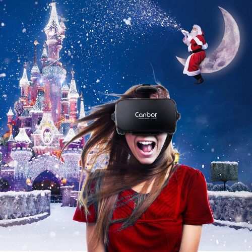  Canbor VR Headset, VR Goggles Virtual Reality Headset 3D Glasses with HD Stereo Headphones for 3D Movies and Games Compatible with 4.7-6.2 Inches Apple iPhone, Samsung HTC More Sma