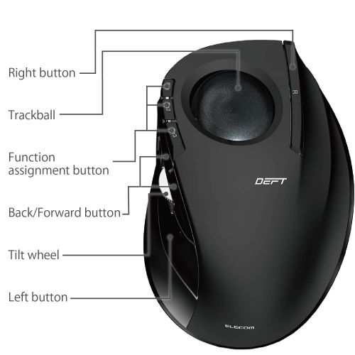  ELECOM M-DT2DRBK Wireless index finger Trackball mouse , EX-G series L size 2.4GHz 8 buttons Black