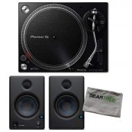 Pioneer DJ PLX-500-K Black Direct Drive Turntable wStudio Monitors and Cloth