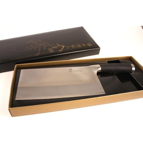  ZHEN Japanese VG-10 3 Layers forged High Carbon Stainless Steel Heavy-Duty Cleaver Chopping Chef Butcher Knife 8-inch, TPR Handle - A2T