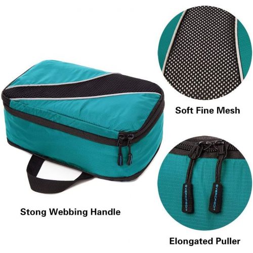  Ecredit 4 Set Compressible & Expandable Packing Cubes, Travel Luggage Packing Organizer for More Space Saving Burgundy