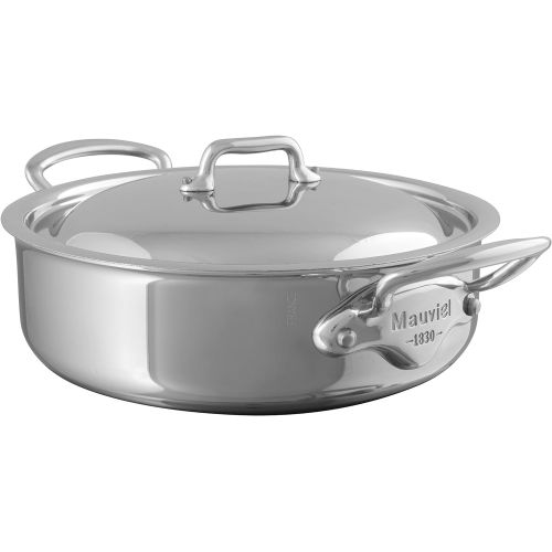  Mauviel Made In France MCook 5 Ply Stainless Steel 5230.29 5.8-Quart Rondeau with Lid, Cast Stainless Steel Handle