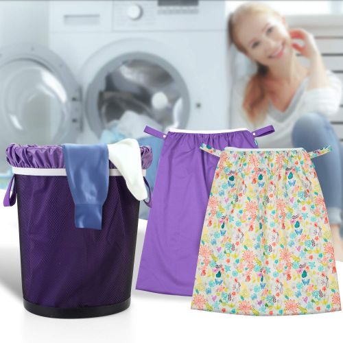  Teamoy (2 Pack) Reusable Pail Liner for Cloth Diaper/Dirty Diapers Wet Bag, Jungle+Purple