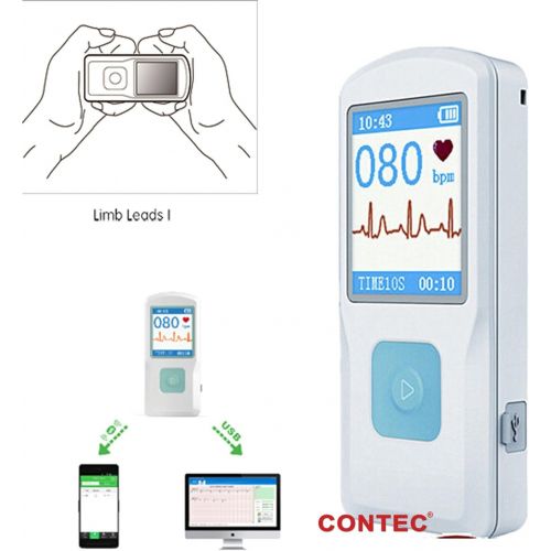  CONTEC Handheld Portable ECG Monitor Heart Rate Beat LCD Bluetooth Electrocardiogram