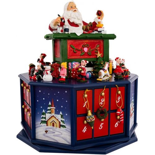 커트애들러 Kurt Adler 12-Inch Santa Workshop Wind-Up Musical Advent Calendar