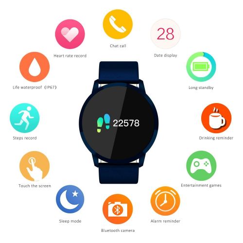 OUKITEL W1 Smart Watch,Touch Screen Bluetooth WristwatchPedometer AnalysisSleep MonitoringHeart Rate Monitor TrackerBlood Pressure Monitoring for Android and Long Standby iOS S