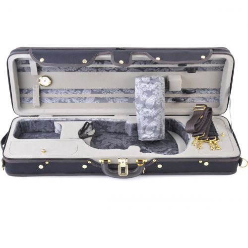  ADM 4/4 Full Size Durable Deluxe Silk Violin Hard Case with Hygrometer and Carry Strap, Professional Advanced Intermediate Violin Case