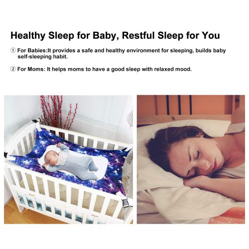  Sylfairy Baby Hammock for Crib, Mimics Womb, Breathable Supportive Mesh Newborn Bassinet Safe Buckle Hammocks Bed with Portable Gift Bag for Newborn Baby Shower Gifts Bassinet Hamm