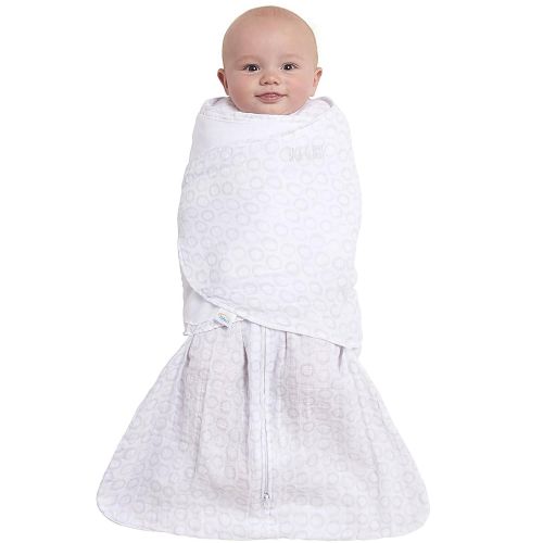  Visit the HALO Store HALO 100% Cotton Muslin Sleepsack Swaddle Wearable Blanket, Circles Grey, Small