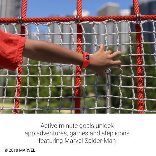 가민 Garmin vivofit jr 2, Kids Fitness/Activity Tracker, 1-Year Battery Life, Adjustable Band, Marvel Spider-Man, Red