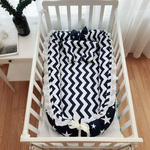  Abreeze Ruffled Baby Bassinet for Bed -Colorful Stars Baby Lounger - Breathable & Hypoallergenic...