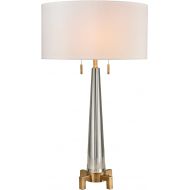 Dimond Lighting D2682 Bedford Crystal Column Table Lamp with Footed Base, Clear, Aged Brass