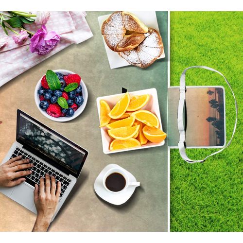  FunnyCustom Picnic Blanket Sunset Palm Outdoor Blanket Portable Moisture Proof Picnic Mat for Beach Camping