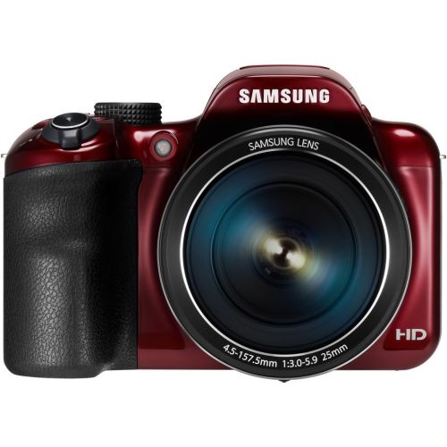 삼성 Samsung WB1100F 16.2MP CCD Smart WiFi & NFC Digital Camera with 35x Optical Zoom, 3.0 LCD and 720p HD Video (Red)