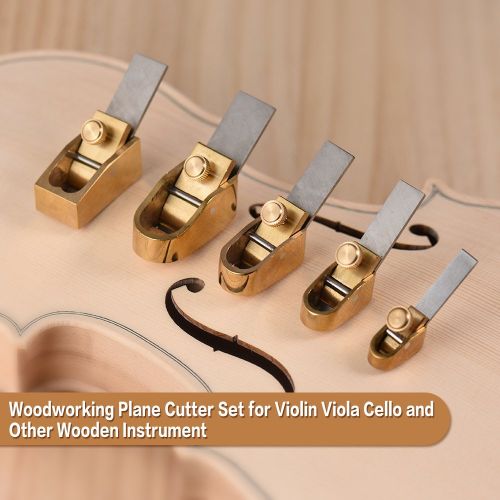  Ammoon ammoon 5pcs Woodworking Plane Cutter Set Curved Sole Metal Brass Luthier Tool for Violin Viola Cello Wooden Instrument