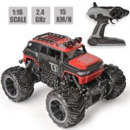 IMMOSO RC Car Remote Control Car, 1:16 Scale Electric RC Vehicles Off Road Vehicle 2.4GHz Radio Monster RC Truck High Speed Racing Monster Truck, Excellent Gift for Kids（Red）
