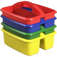 ECR4Kids Large 2 Compartment Plastic School Art Caddy, Assorted (4-Pack)