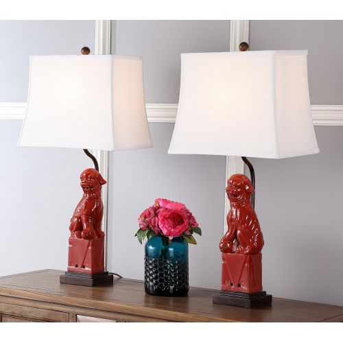  Safavieh Lighting Collection Foo Dog White 28-inch Table Lamp (Set of 2)