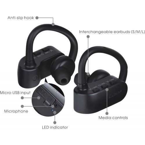  Thermaltake LUXA2 Lavi X True Wireless Bluetooth 4.2 IPX4 Splash Resistance Sports In-Ear Headphone with Anti-Slip Ear Hook AD-HDP-PCLXBK-00