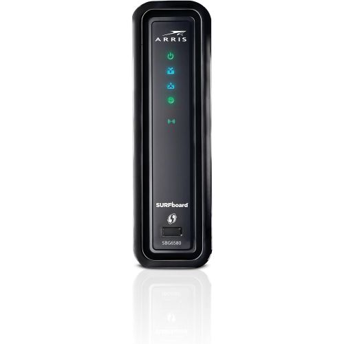  ARRIS SURFboard SBG6580 DOCSIS 3.0 Cable Modem Wi-Fi N300 2.4Ghz + N300 5GHz Dual Band Router - Retail Packaging Black (570763-006-00)