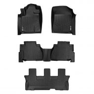 Genuine MAXLINER Custom Fit Floor Mats 3 Row Liner Set Black for 2008-2011 Toyota Sequoia with Bench Seats