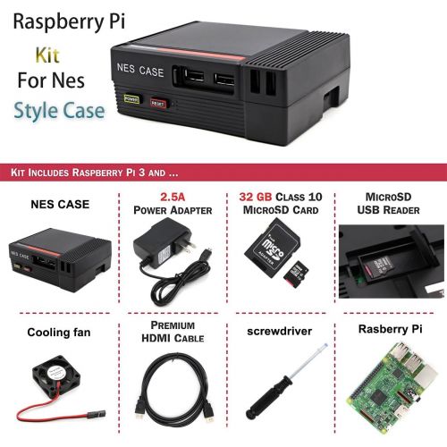  The perseids NES Case with Raspberry Pi 3 Ultimate Starter Kit - 32 GB Edition(Raspberry Pi Kit)