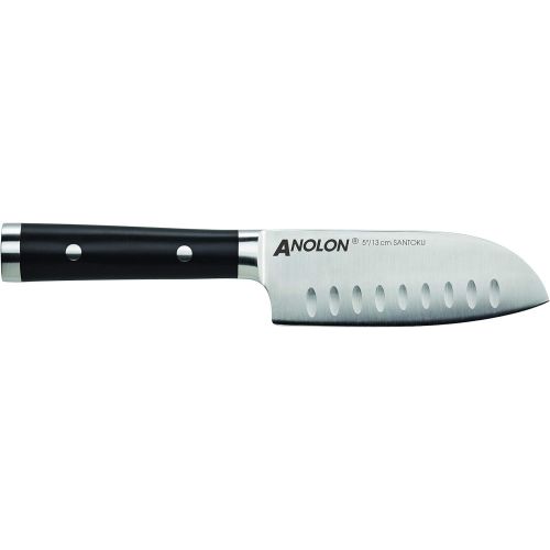  Anolon 17-Piece Japanese Stainless Steel Knife Block Set, Black
