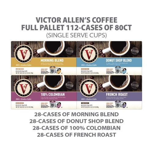  Capsule coffee Donut Shop, Morning Blend, French Roast, 100% Colombian for K-Cup Keurig 2.0 Brewers, Full Pallet, 80 Count (Pack of 112) Victor Allen’s Coffee Single Serve Coffee Pods