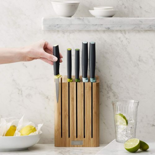 조셉조셉 Joseph Joseph Elevate 5 Piece Knife Set with Bamboo Knife Block - Multicoloured Handles
