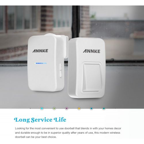  [아마존베스트]ANNKE M108 Stylish Battery-Free Wireless Doorbell Energy Saving Portable Door Chime, 1 Receiver & 1 Push Button with Sound , Super Easy Installation (Black)