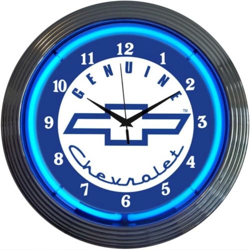 Neonetics Cars and Motorcycles Genuine Chevrolet Neon Wall Clock, 15-Inch, Blue Chevy