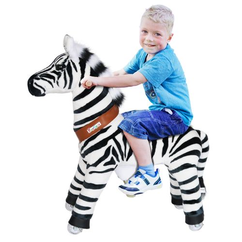  PonyCycle Official Ride On Horse Zebra No Battery No Electricity Mechanical Zebra White & Black Medium for Age 4-9