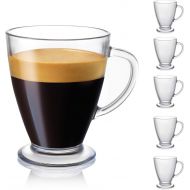 [아마존 핫딜] JoyJolt Declan Coffee Mug. Glass Coffee Mugs Set of 6. Clear Glass Coffee Cups 16 Oz with Handles for Hot Beverages - Cappuccino, Latte, Big Tea Cup. Lead Free Glass Cups, Espresso