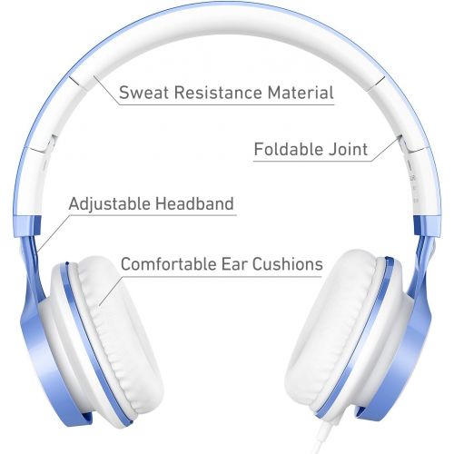  [아마존 핫딜]  [아마존핫딜]AILIHEN MS300 Wired Headphones, Stereo Foldable Headset for iOS Android Smartphone Laptop Tablet PC Computer (Blue)