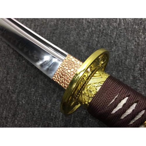  Lin creative Kendo Sword,Nihontou Katana,Hand Forged,High Carbon Steel Burn Blade,Leather,Alloy