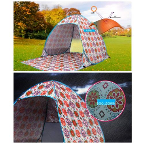  LIUFENGLONG Beach Tent Floral Printing Pop Up Sunshade Beach Tent Portable Sun Shelter 2 Person Canopy Tent For Camping Fishing Hiking Picnicing Outdoor Ultralight Canopy Cabana Tents With Car