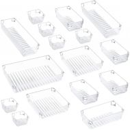 [아마존 핫딜] Kootek 16 Pcs Desk Drawer Organizer Set 5-Size Bathroom Drawer Tray Dividers Versatile Storage Bins Plastic Vanity Trays Organizers Divider Container for Dresser Makeup Kitchen Ute