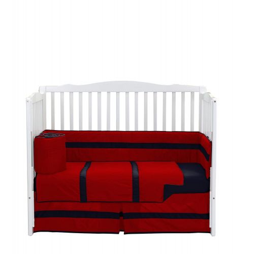  BabyDoll Bedding Baby Doll Bedding Solid Stripe Crib 4 Piece Bedding Set, NavyWhite