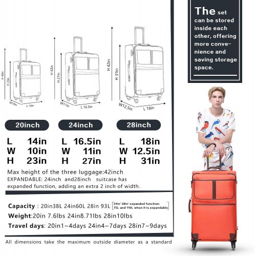  Visit the Coolife Store Coolife Luggage 3 Piece Set Suitcase Expandable TSA lock pinner softshell