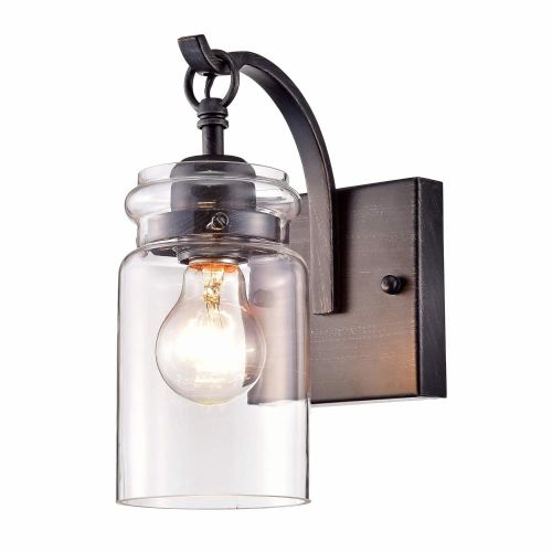  Jojospring Anastasia Antique Black Single Light Wall Sconce with Clear Glass Shade