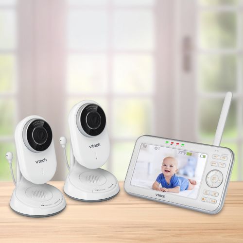 브이텍 VTech VM5271 Video Baby Monitor with 5-inch Screen, Motorized Lens with 6X Optical Zoom, Soothing Sounds & Lullabies, Temperature Sensor & 1,000 feet of Range