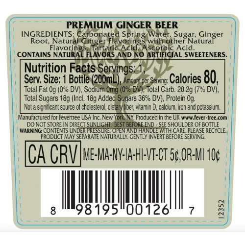  Fever-Tree Premium Ginger Beer, 6.8 Fl Oz Glass Bottle (24 Count)