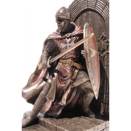  Masada Goods Armored Maltese Crusader With Sword Guarding Door Single Bookend Cold Cast Bronze