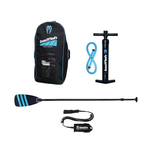  BANZAI Badfish SUP Surf Traveler Inflatable Stand Up Paddle Board Package (Paddle, Bag, Pump, Leash, Water Bottle Holder, Everything Included)