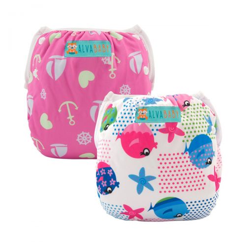  [아마존베스트]ALVABABY Swim Diapers 2pcs One Size Reusable & Adjustable Baby Shower Gifts SW09-10