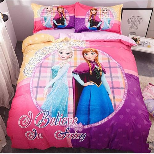  EVDAY Cute Frozen Bedding Set Winter Ultra Warm Soft Flannel Bedding for Girls Including 1Duvet Cover,1Flat Sheet,2Pillowcases Full Twin Size