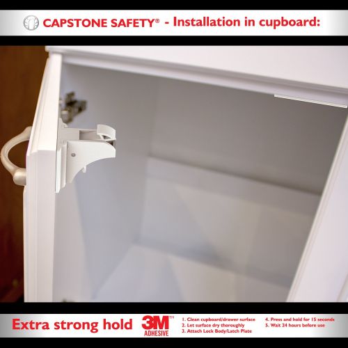  Capstone Safety Premium Drill-Free Magnetic Safety Cabinet & Drawer Locks with 3M Adhesive - 8 Locks & 3 Keys
